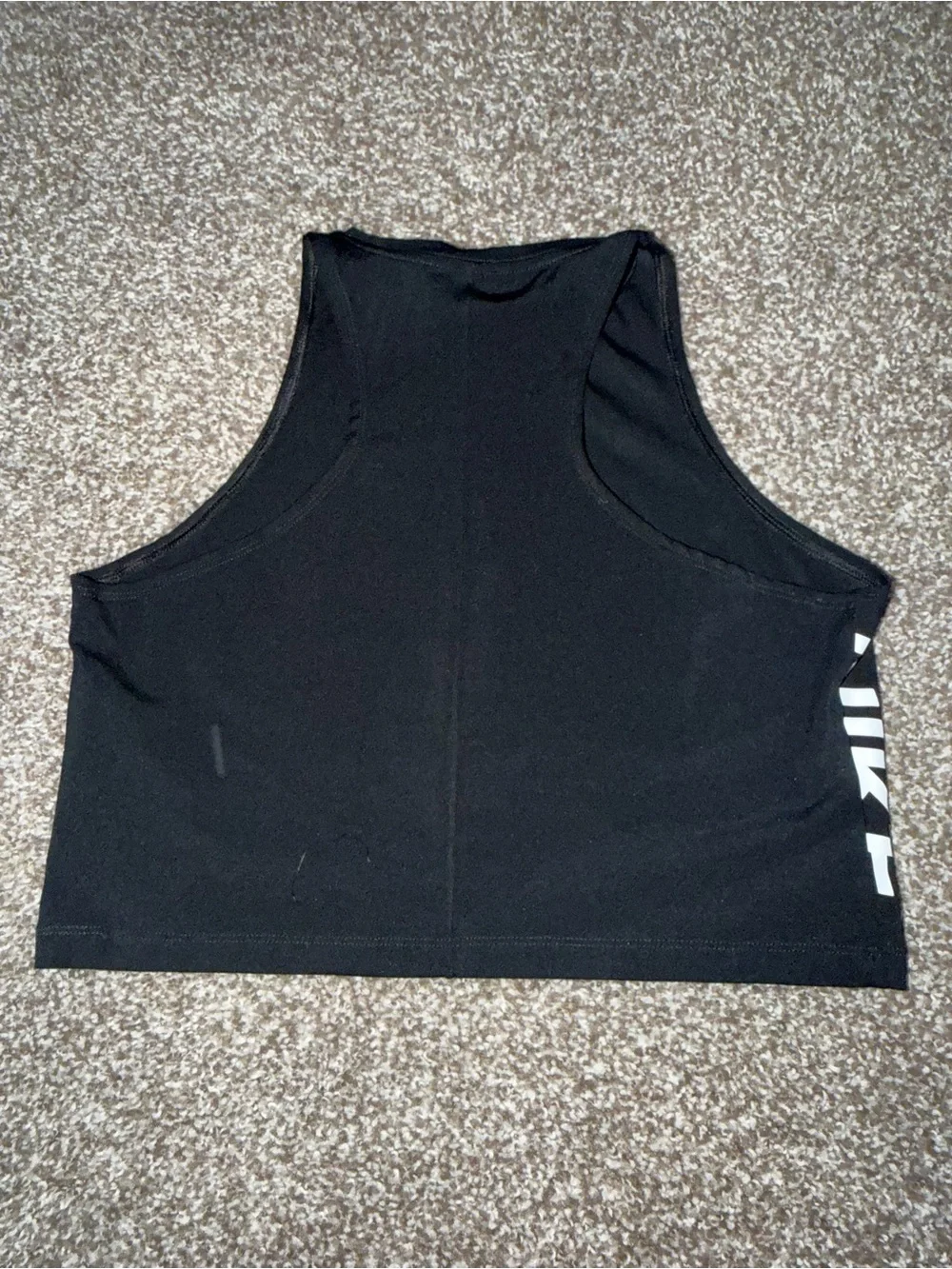 Nike Black Cropped Athletic Tank with White Swoosh
